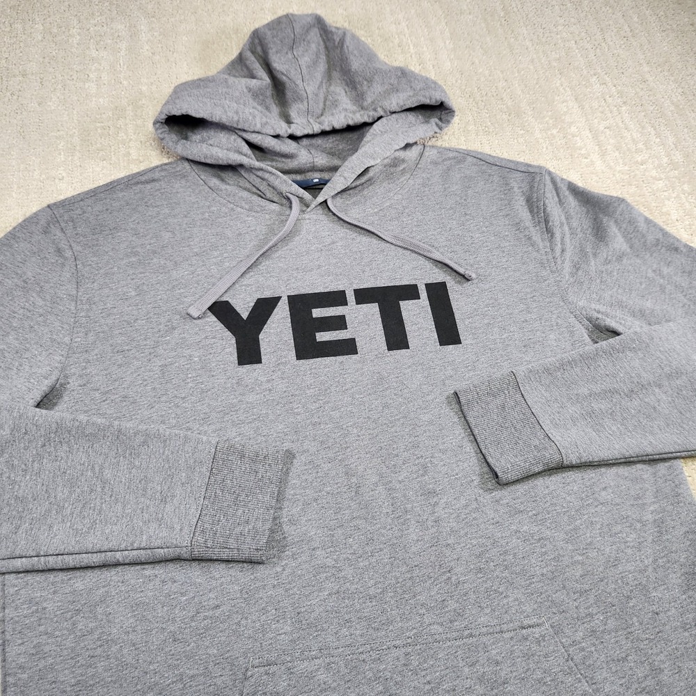 Yeti Hoodie Men Large Logo Pullover Gray Fleece Coolers outdoor Sweatshirt